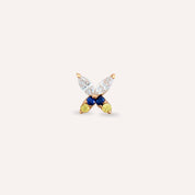 Butterfly Yellow, Blue Safir ve Pırlanta Taşlı Rose Altın Piercing - Tufanlar Kuyumculuk