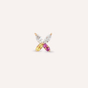 Butterfly Yellow, Pink Safir ve Pırlanta Taşlı Rose Altın Piercing - Tufanlar Kuyumculuk