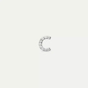 C Harf Pırlanta Taşlı Beyaz Altın Tek Küpe