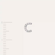 C Harf Pırlanta Taşlı Beyaz Altın Tek Küpe