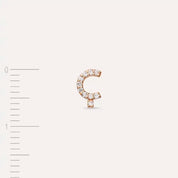 Ç Harf Pırlanta Taşlı Rose Altın Tek Küpe