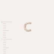 C Harf Pırlanta Taşlı Rose Altın Tek Küpe