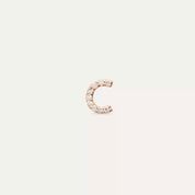 C Harf Pırlanta Taşlı Rose Altın Tek Küpe