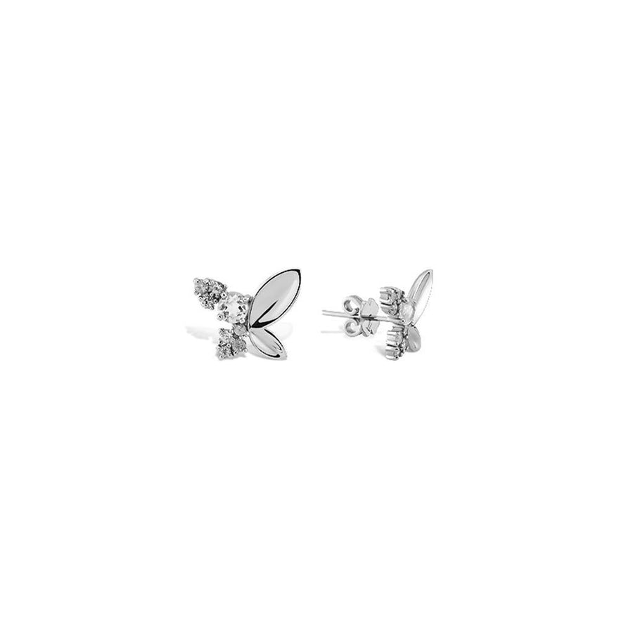 Cabaret White Sapphire Butterfly Gold Earrings