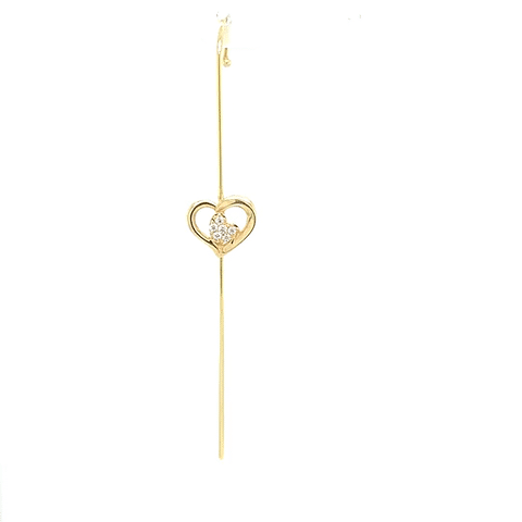 Cabaret Intertwined Heart Cane Single Gold Earrings