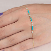 Cabaret Blue Enamel Rod Gold Bracelet