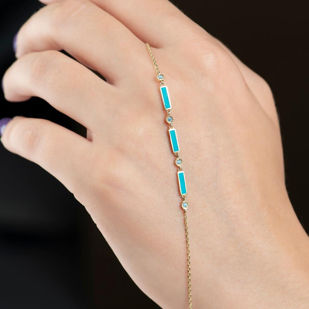 Cabaret Blue Enamel Rod Gold Bracelet