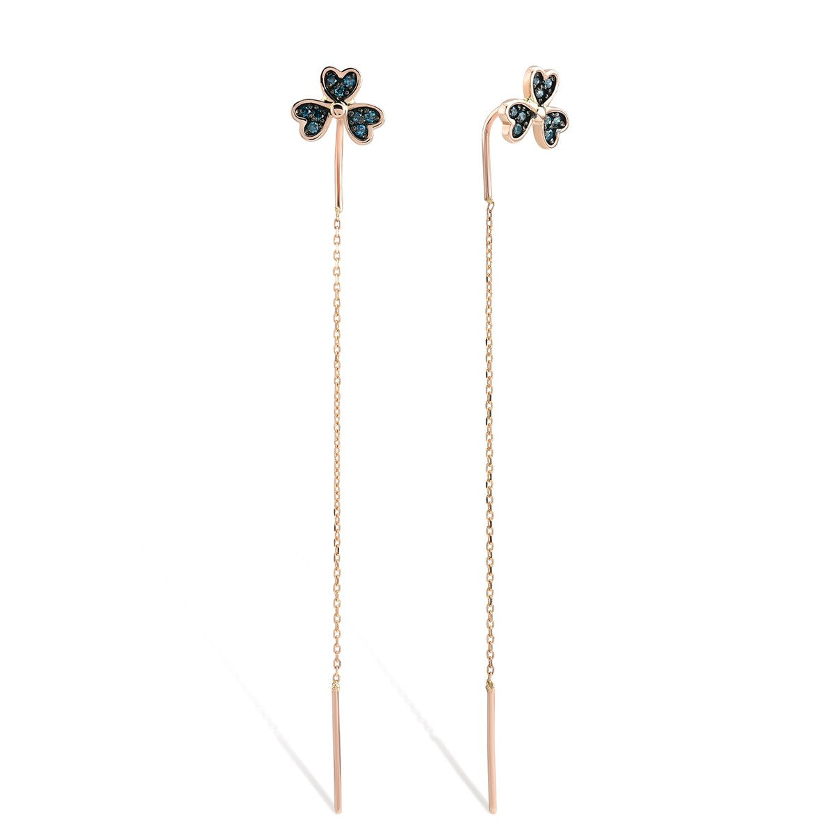 Azzuro Blue Diamond Clover Earrings