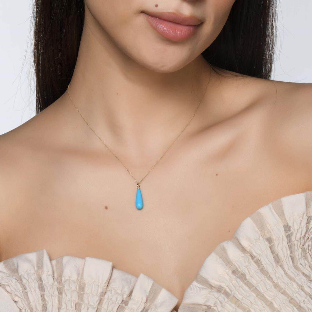 Cabaret Turquoise Drop Stone Gold Necklace