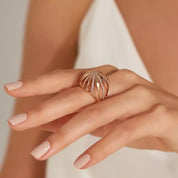 Cage 0.82 CT Pırlanta Taşlı Rose Altın Yüzük