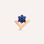 Camelia Blue Safir Taşlı Rose Gold Piercing