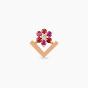 Camelia Multicolor Safir ve Pırlanta Taşlı Rose Altın Piercing