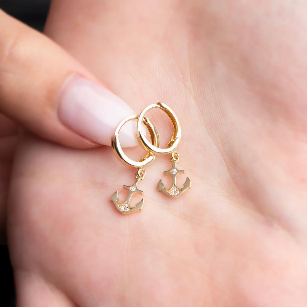 Gold Anchor Earrings