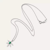 Capella Zümrüt ve Pırlanta Taşlı Beyaz Altın Kolye