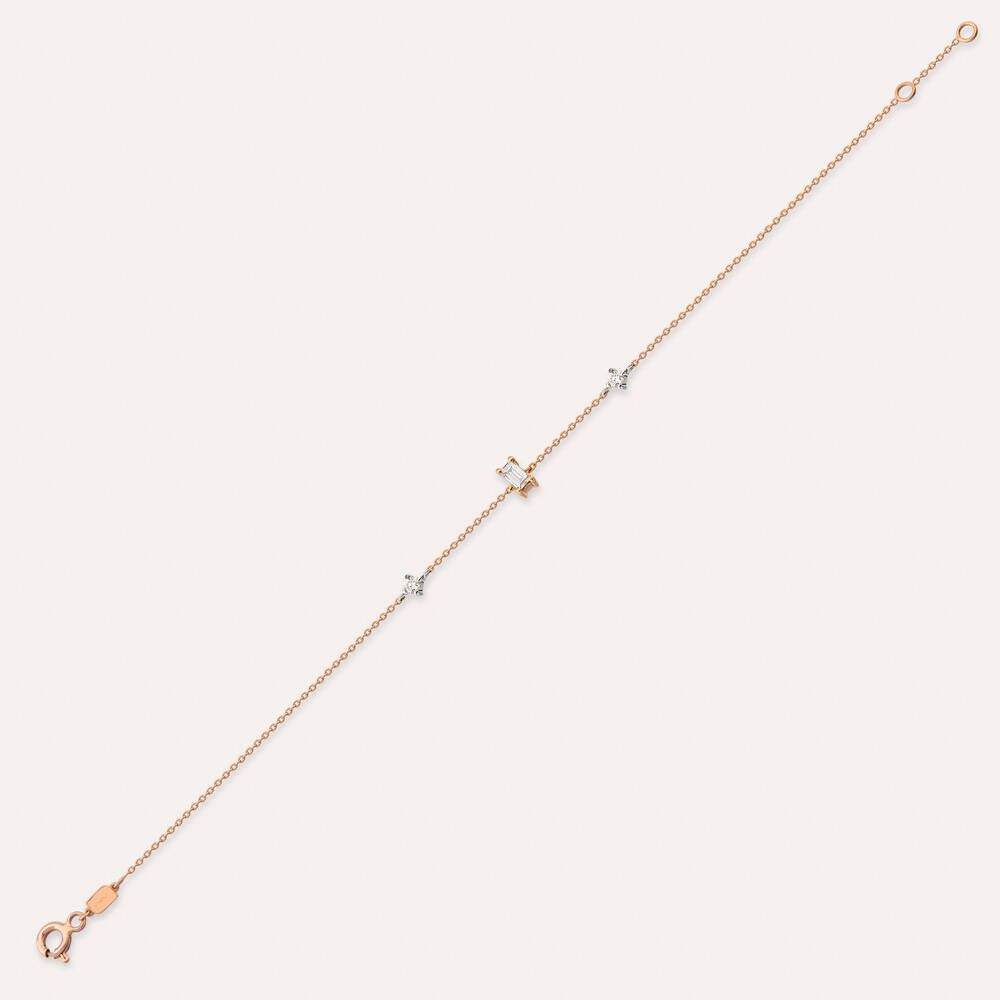 Cara 0.15 CT Baget Kesim Pırlanta Taşlı Rose Altın Bileklik