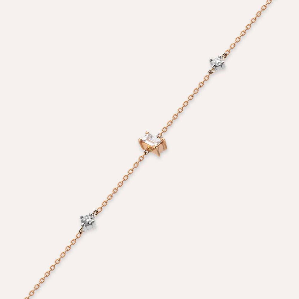 Cara 0.15 CT Baget Kesim Pırlanta Taşlı Rose Altın Bileklik