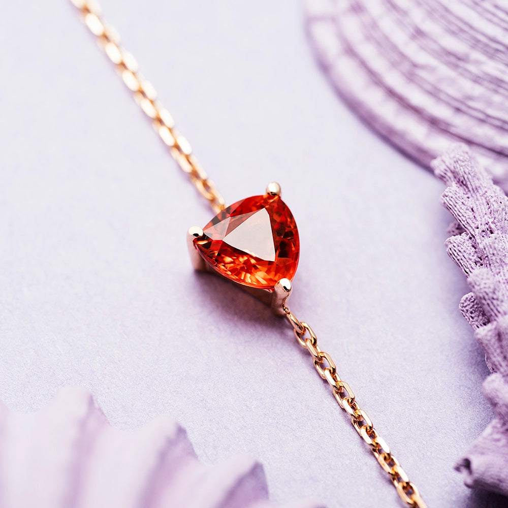 Carly 0.45 CT Dark Orange Safir Taşlı Rose Altın Bileklik