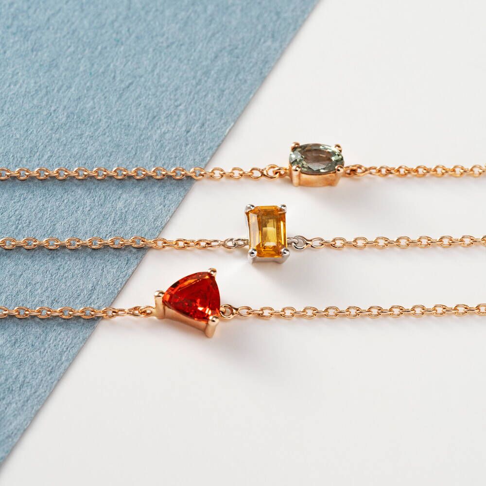 Carly 0.45 CT Dark Orange Safir Taşlı Rose Altın Bileklik