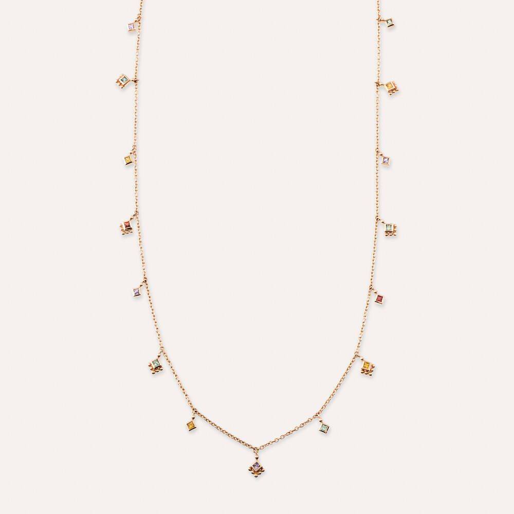 Cassiopeia Multicolor Safir Taşlı Rose Altın Kolye