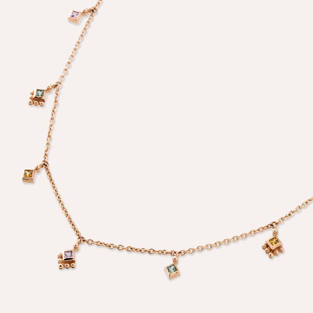 Cassiopeia Multicolor Safir Taşlı Rose Altın Kolye