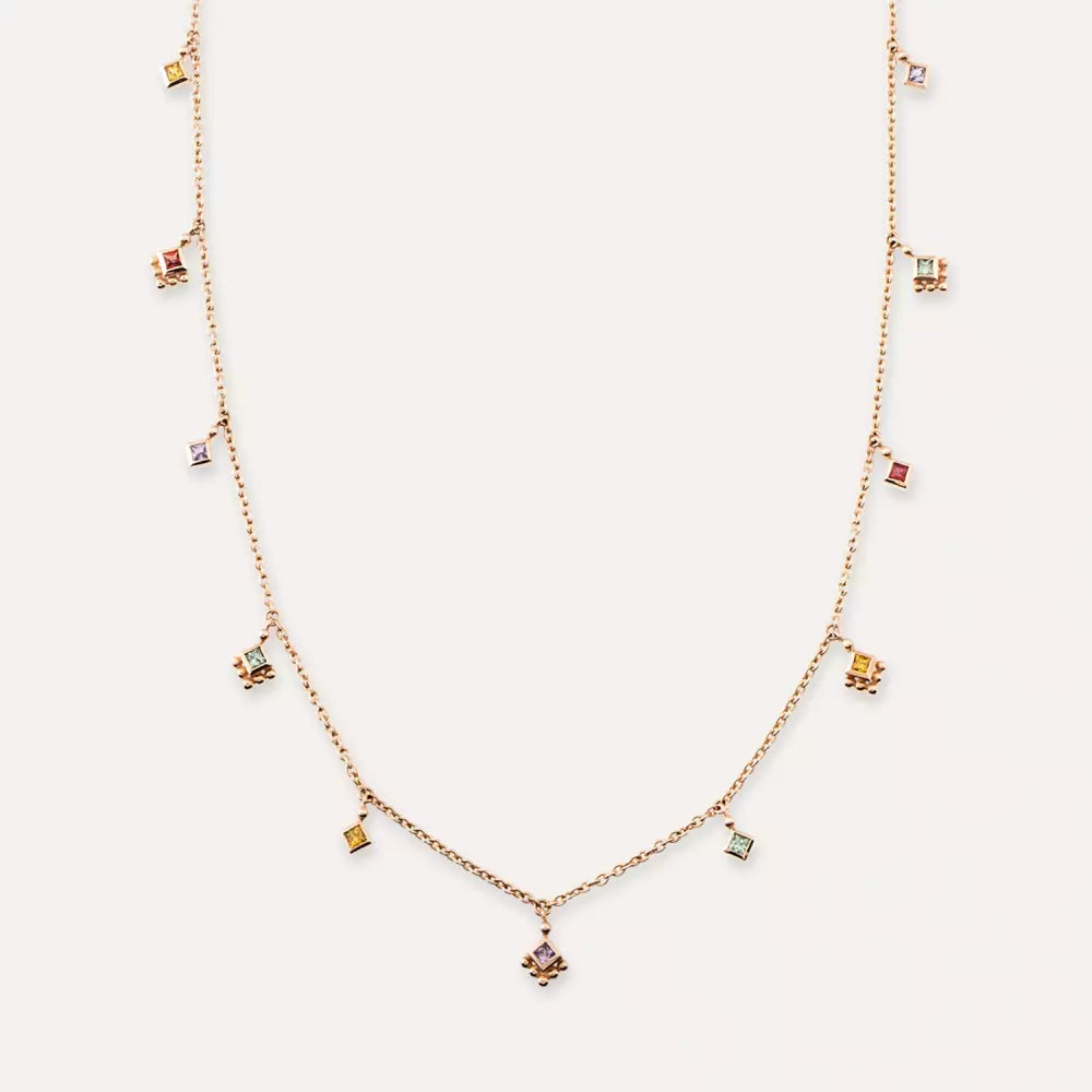 Cassiopeia Multicolor Safir Taşlı Rose Altın Kolye