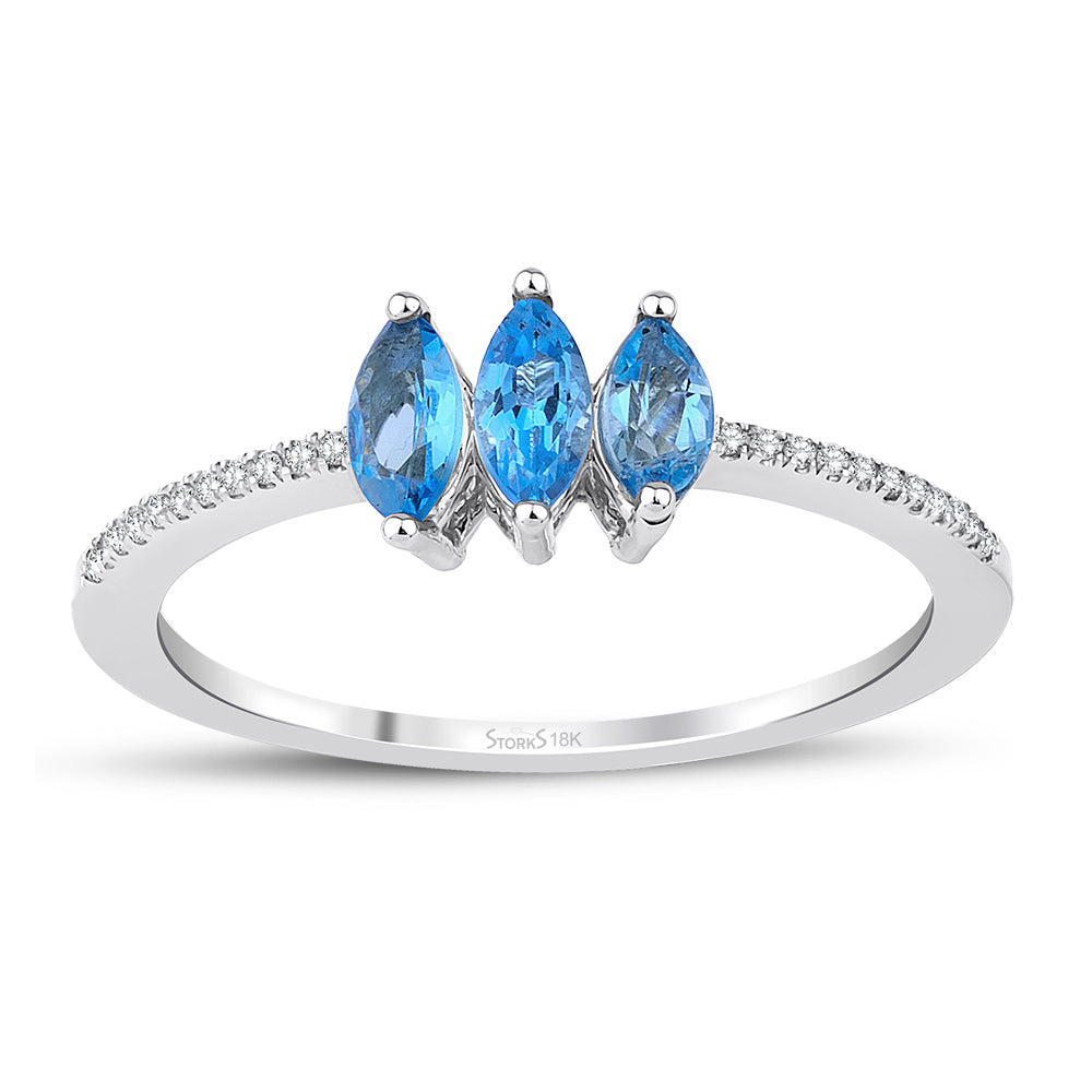 0.57 ct. Pırlanta Blue Topaz Yüzük