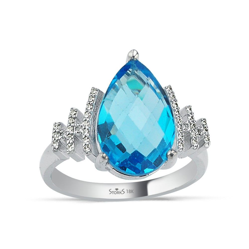 5.06 ct. Pırlanta Blue Topaz Yüzük