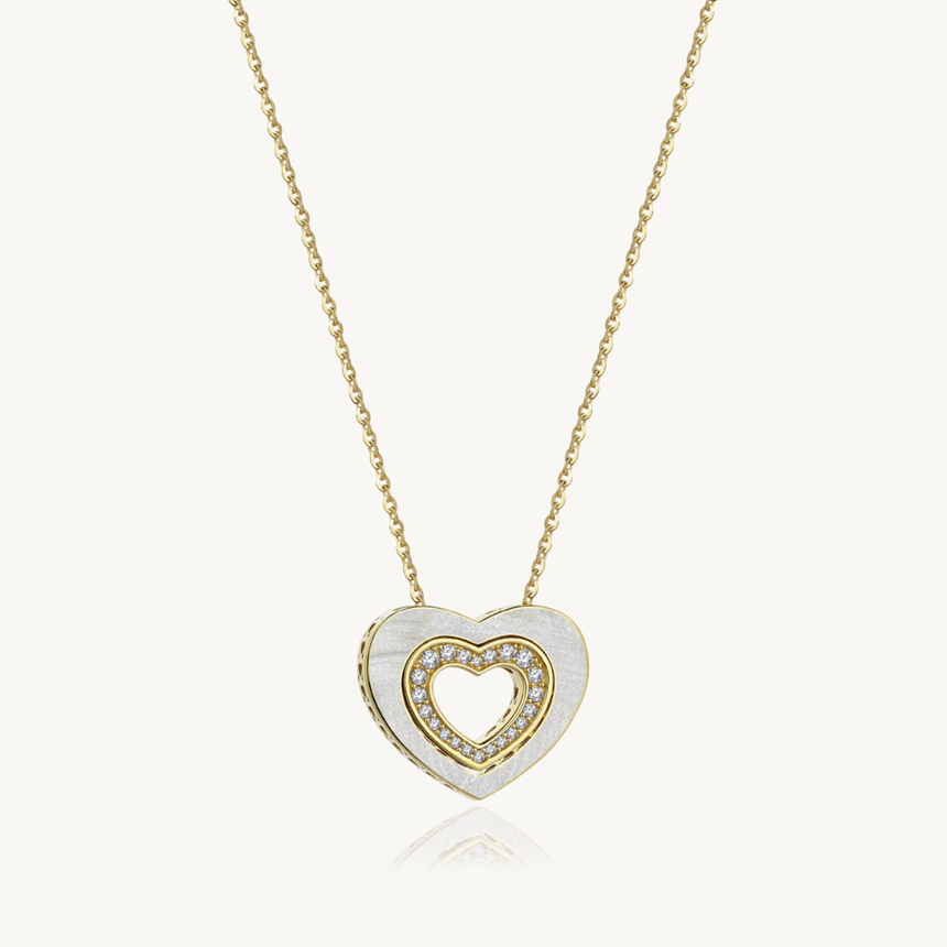Cetaş Love & Heart Altın Kolye