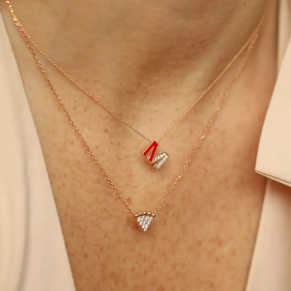 Cheesecake Pırlanta Taşlı Rose Altın Kolye