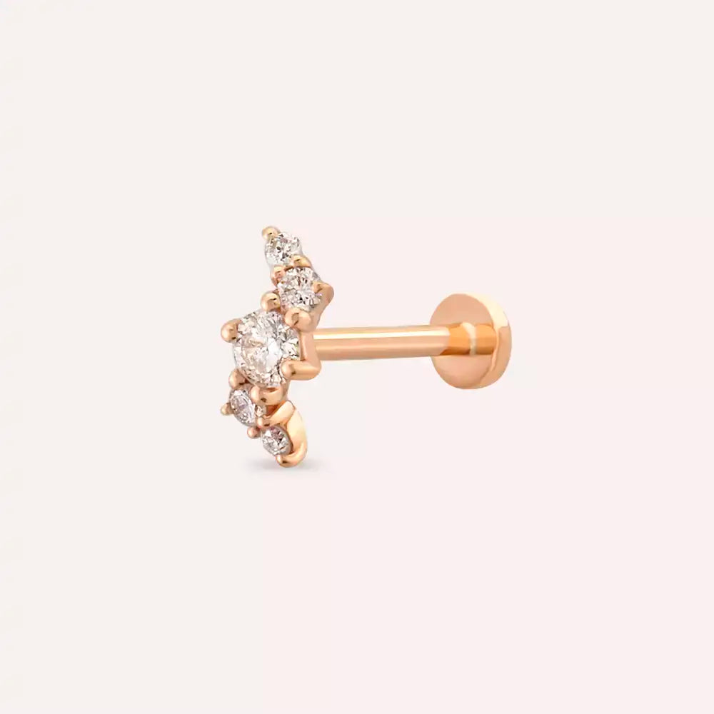 Chic Pırlanta Taşlı Rose Altın Piercing