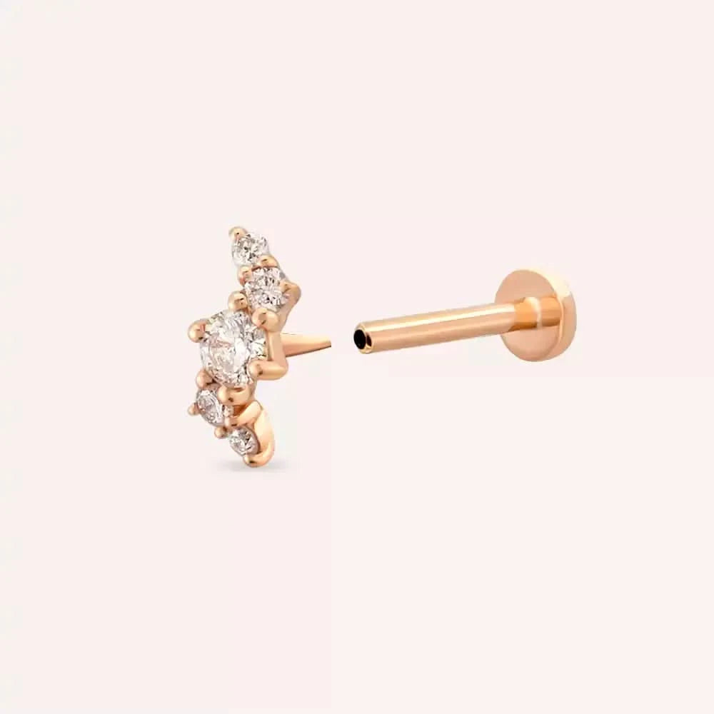 Chic Pırlanta Taşlı Rose Altın Piercing