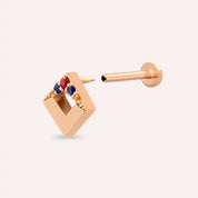 Clara Multicolor Safir Taşlı Rose Altın Piercing
