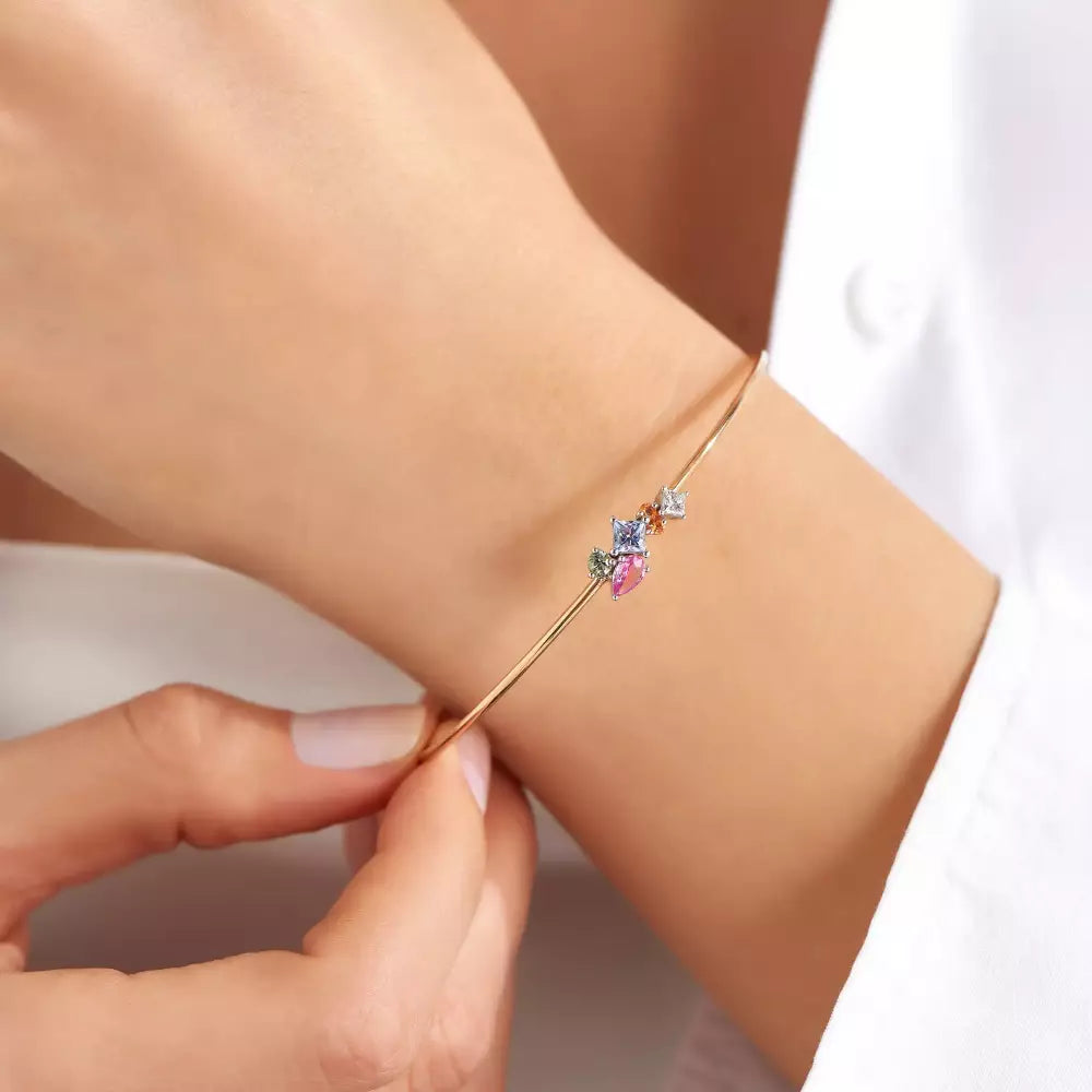 Clea Multicolor Safir ve Pırlanta Taşlı Rose Altın Bileklik