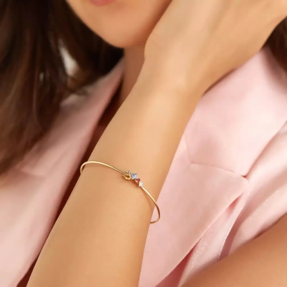 Clea Multicolor Safir ve Pırlanta Taşlı Sarı Altın Bileklik