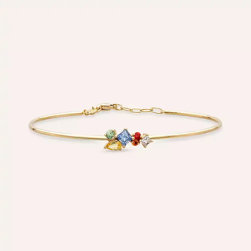 Lily Multicolor Safir ve Pırlanta Taşlı Sarı Altın Bileklik