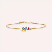 Lily Multicolor Safir ve Pırlanta Taşlı Sarı Altın Bileklik