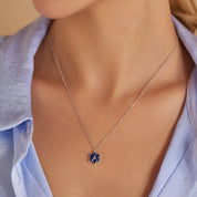Clematis 1.31 CT Safir ve Pırlanta Taşlı Beyaz Altın Kolye