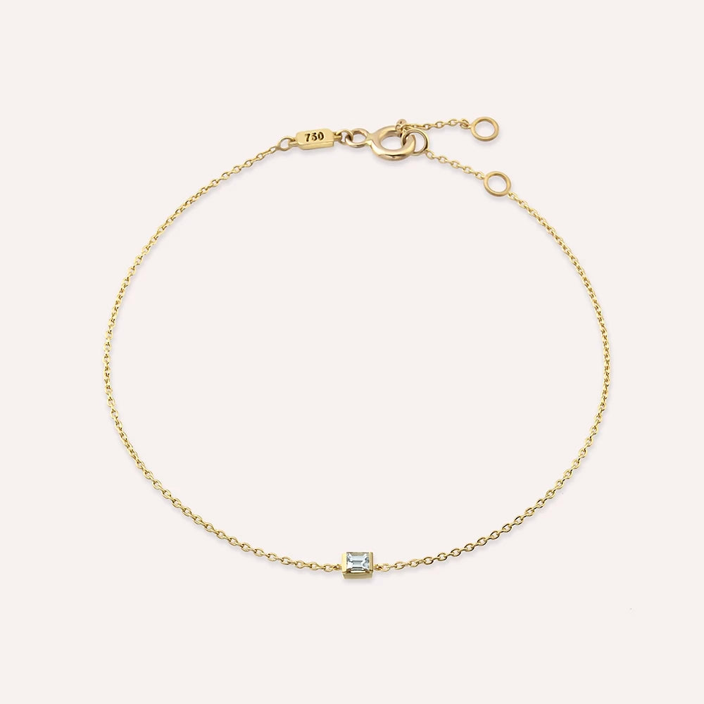 Connell 0.14 CT Baget Kesim Pırlanta Taşlı Sarı Altın Bileklik
