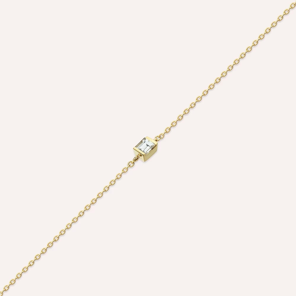 Connell 0.14 CT Baget Kesim Pırlanta Taşlı Sarı Altın Bileklik