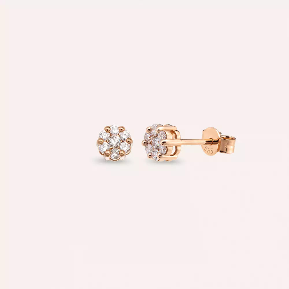 Coronet 0.38 CT Pırlanta Taşlı Rose Altın Küpe