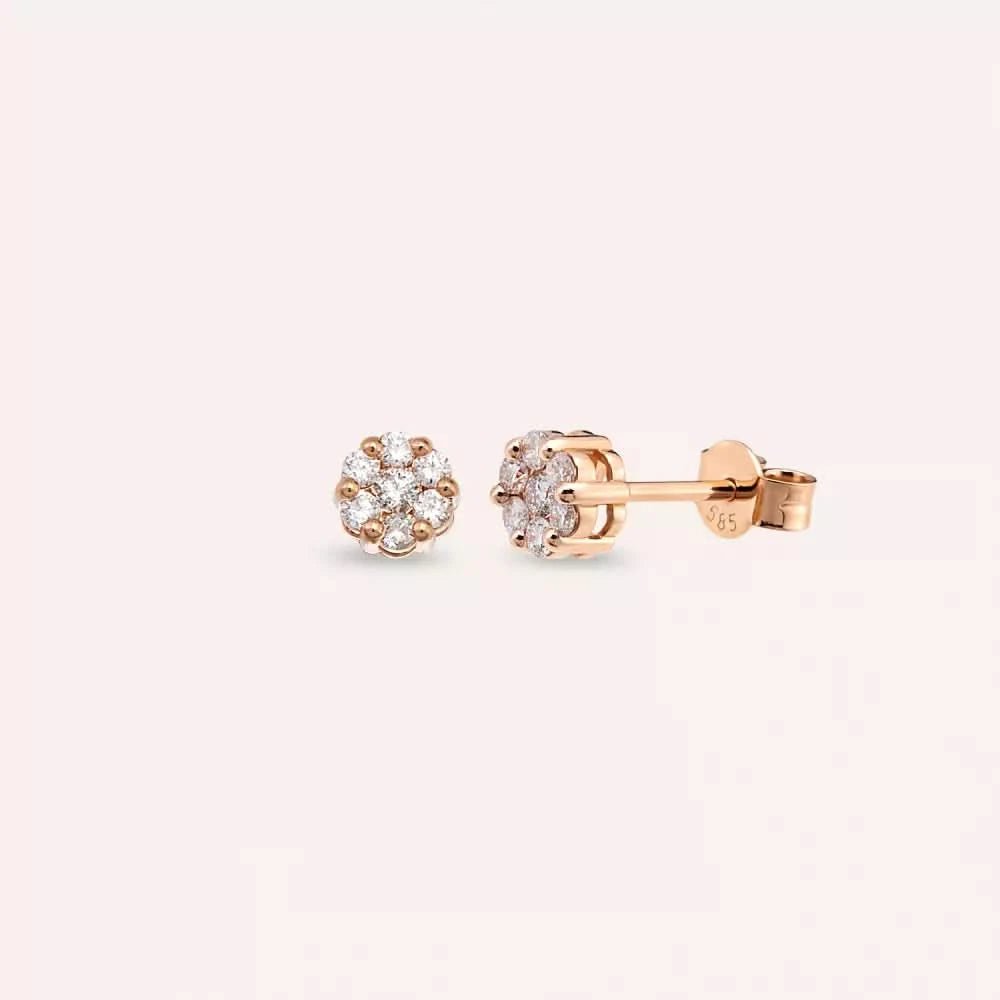 Coronet 0.38 CT Pırlanta Taşlı Rose Altın Küpe