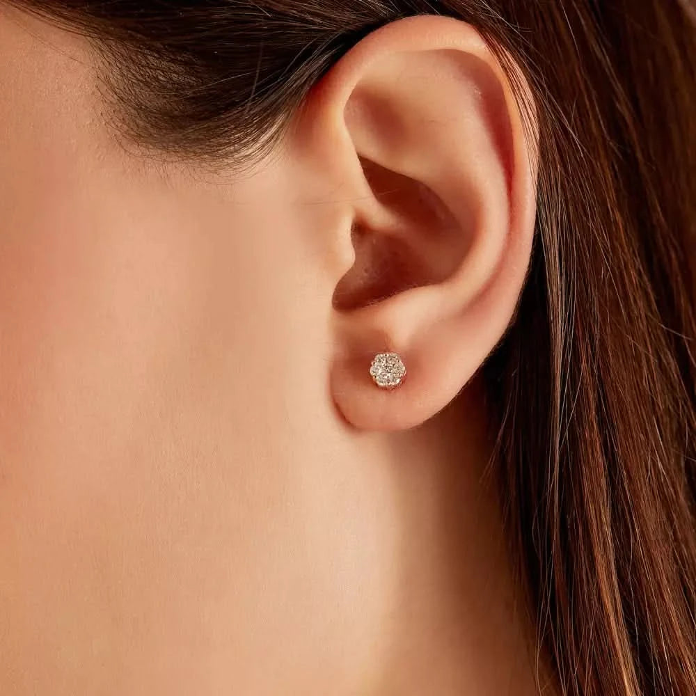 Coronet 0.38 CT Pırlanta Taşlı Rose Altın Küpe