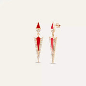 Corvus Pırlanta Taşlı ve Kırmızı Mineli Küpe