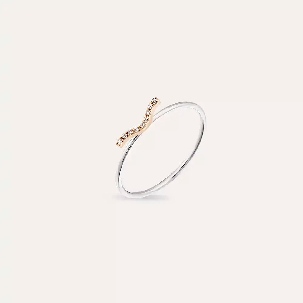 Crimp 0.03 CT Pırlanta Taşlı Beyaz Altın Yüzük