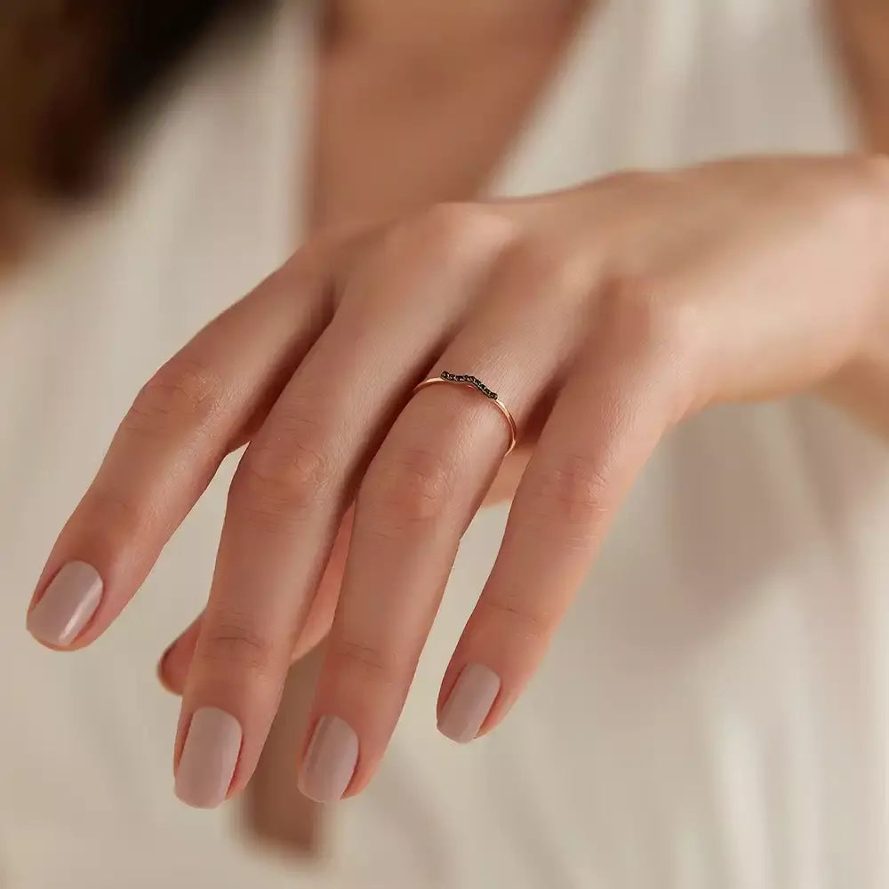 Noir Black 0.06 CT Siyah Pırlanta Taşlı Yüzük