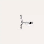 Noir Pırlanta Taşlı Beyaz Altın Tek Küpe