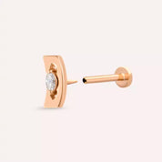 Crimp Pırlanta Taşlı Rose Altın Piercing