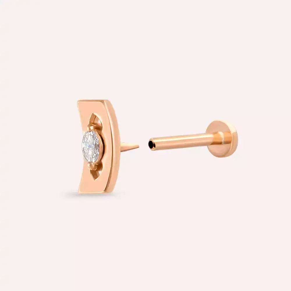 Noir Pırlanta Taşlı Rose Altın Piercing