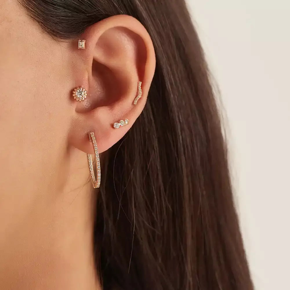 Crimp Rose Pırlanta Taşlı Piercing