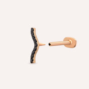 Crimp Siyah Pırlanta Taşlı Rose Altın Piercing